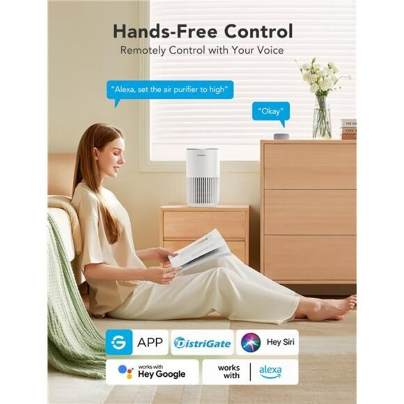 GoveeLife HEPA Mini Air Purifier Smart Alexa Control for Pet Odor Smoke Room - Picture 2 of 7